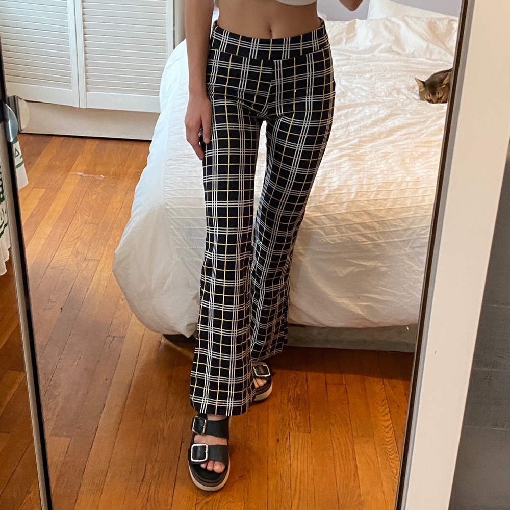 Knit plaid pants